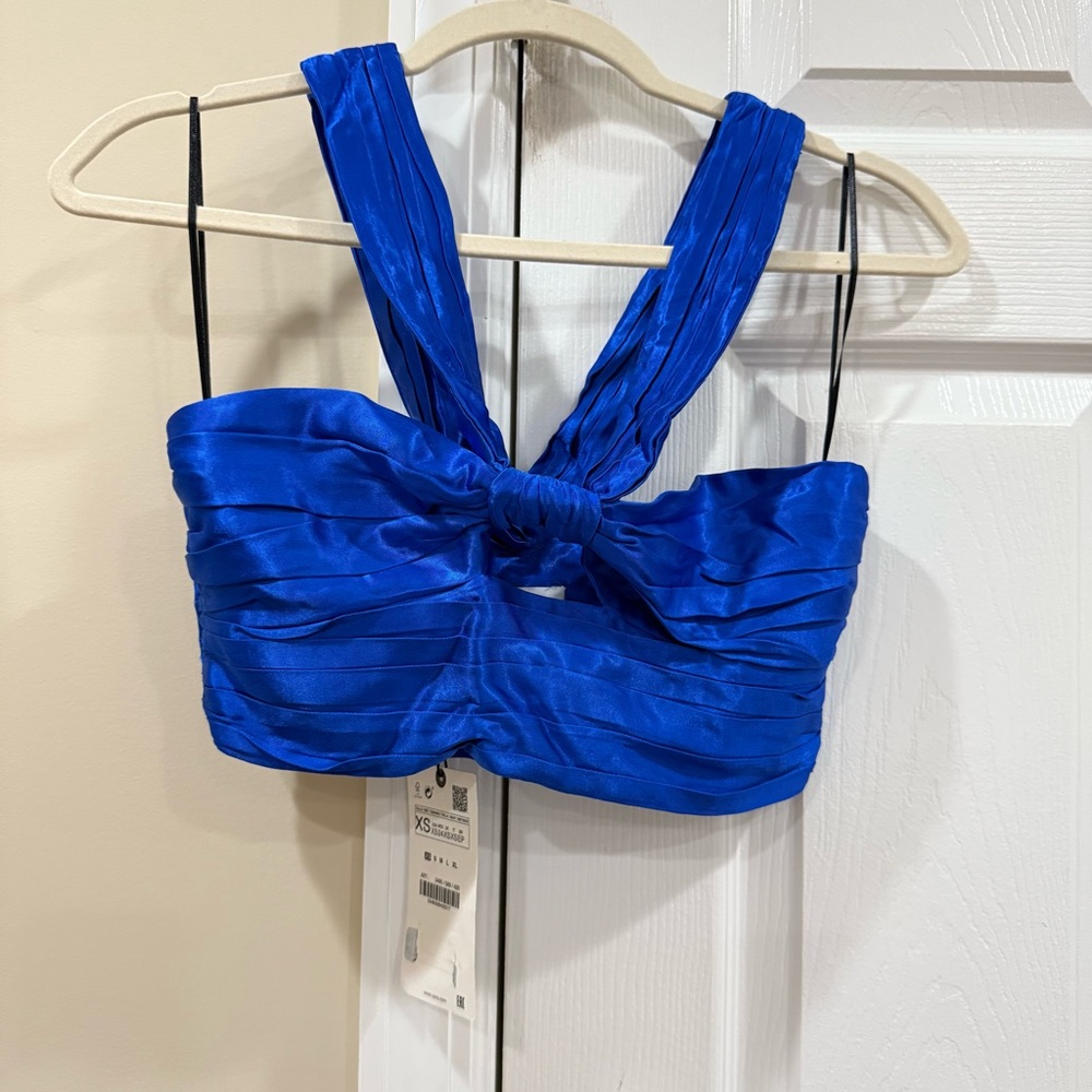 Zara Vibrant Blue Strapless Top